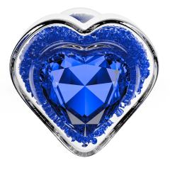 3.35'' Clear Glass Anal Plug with Blue Heart Gem – Tapered and StayPut Design