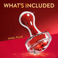 3.35'' Clear Glass Anal Plug with Red Heart Gem – Tapered and StayPut Design
