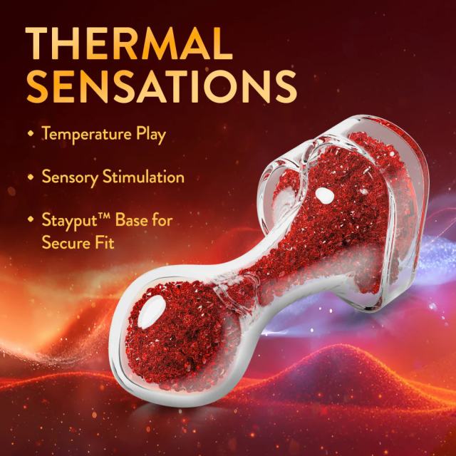 3.35'' Clear Glass Anal Plug with Red Heart Gem – Tapered and StayPut Design
