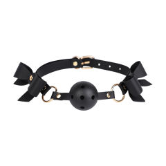 6-Piece Black & Red BDSM Bondage Kit with Bow Design – Collar, Ball Gag, Cuffs, Whip, Lead Chain