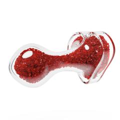 3.35'' Clear Glass Anal Plug with Red Heart Gem – Tapered and StayPut Design