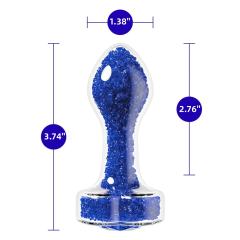 3.35'' Clear Glass Anal Plug with Blue Heart Gem – Tapered and StayPut Design