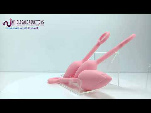 Pink Silicone Anal Plug Training Set (3 Sizes) with Ring Pull Handle and Tapered Tulip Head