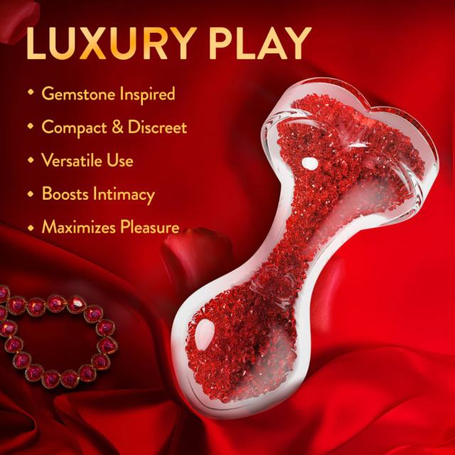 3.35'' Clear Glass Anal Plug with Red Heart Gem – Tapered and StayPut Design