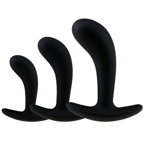 lack Silicone Prostate Plug Training Set (3 Sizes) with Ergonomic Curve