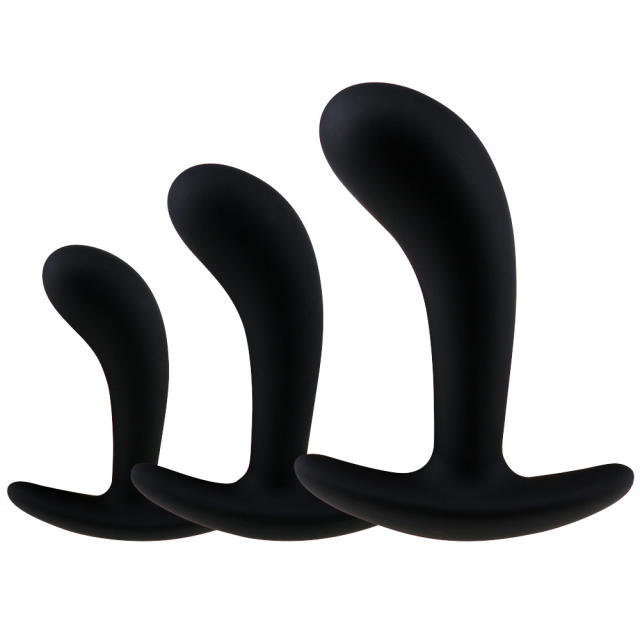 lack Silicone Prostate Plug Training Set (3 Sizes) with Ergonomic Curve