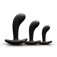 lack Silicone Prostate Plug Training Set (3 Sizes) with Ergonomic Curve