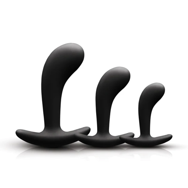 lack Silicone Prostate Plug Training Set (3 Sizes) with Ergonomic Curve