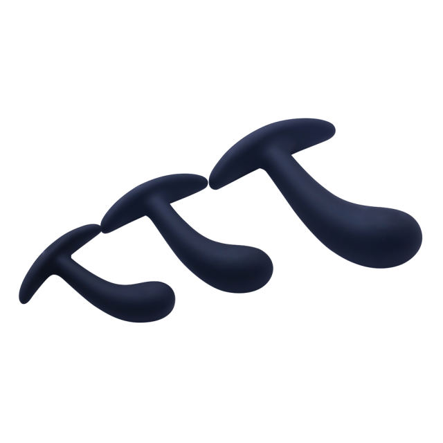 lack Silicone Prostate Plug Training Set (3 Sizes) with Ergonomic Curve