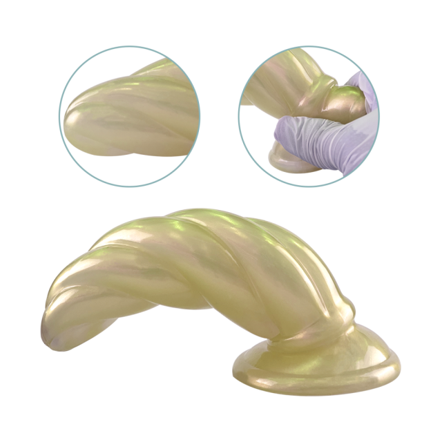 5.71'' Pearl Gold Spiral TPE Dildo – Strap-On Compatible