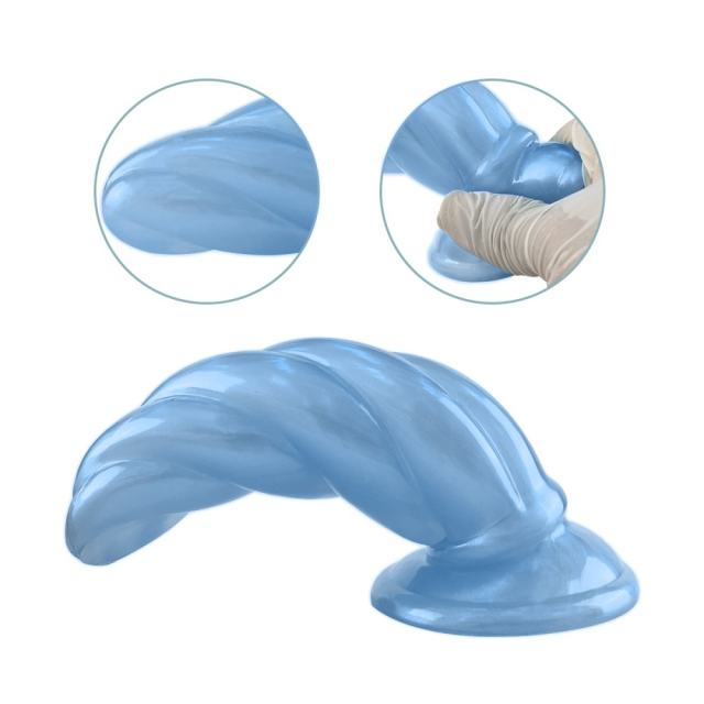5.71'' Pearl Blue Spiral TPE Dildo – Strap-On Compatible