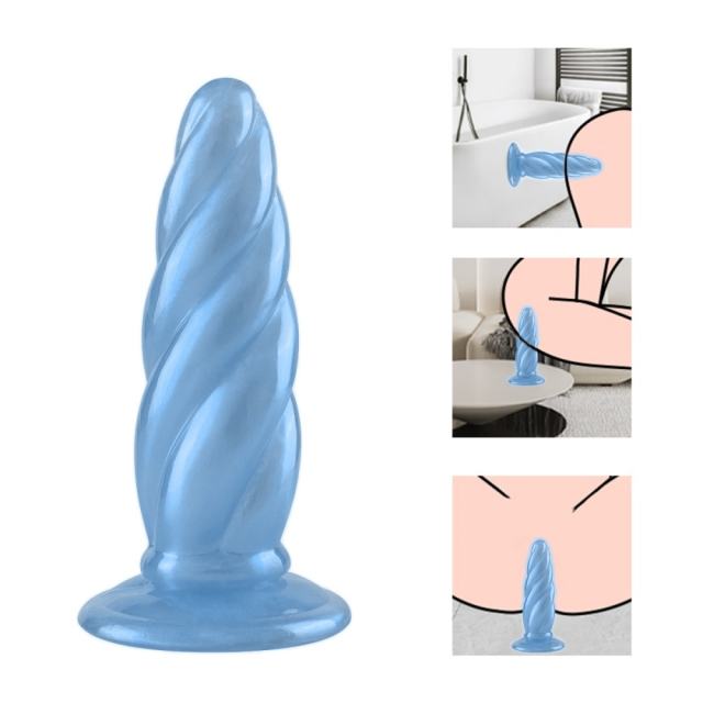 5.71'' Pearl Blue Spiral TPE Dildo – Strap-On Compatible