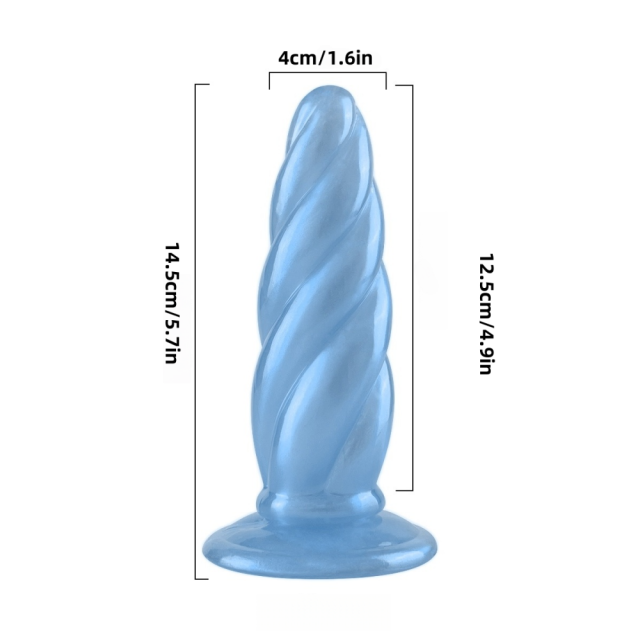 5.71'' Pearl Blue Spiral TPE Dildo – Strap-On Compatible