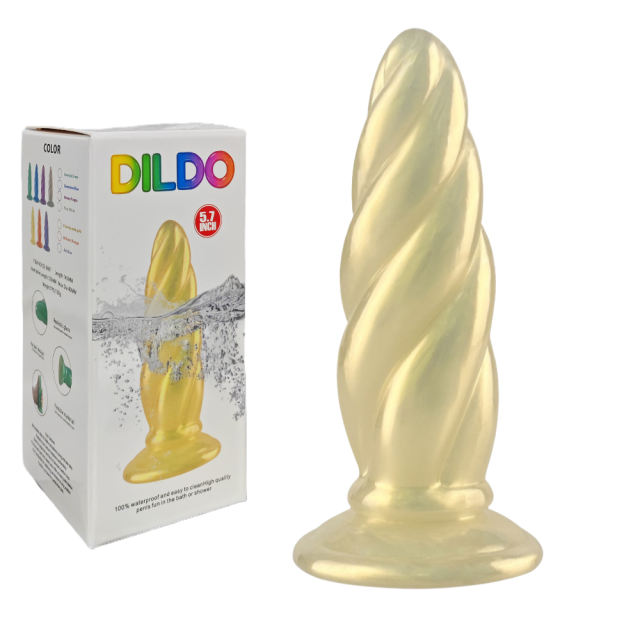 5.71'' Pearl Gold Spiral TPE Dildo – Strap-On Compatible