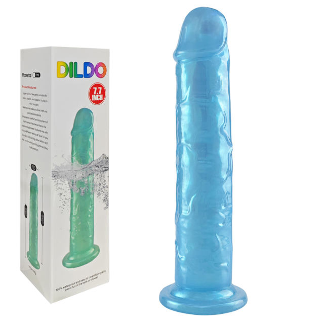 7.68'' Pearl Blue Realistic Dildo with Suction Cup – Strap-On Compatible