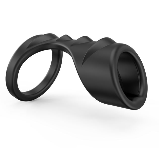 Black Textured Silicone Cock Ring with Retail Box Packaging