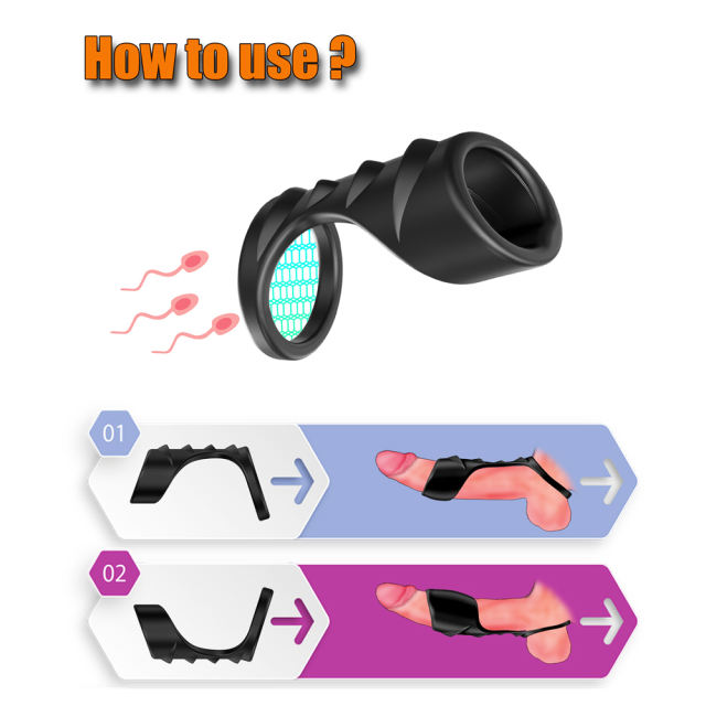 Black Textured Silicone Cock Ring with Retail Box Packaging