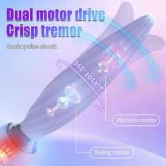 6.30'' 7-Mode Waterproof Rechargeable Silicone Purple 360° Rotating Vibrator