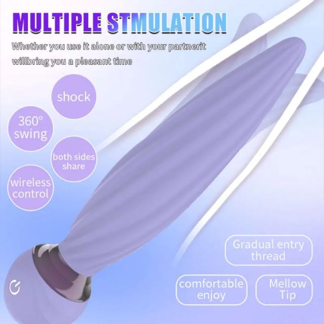 6.30'' 7-Mode Waterproof Rechargeable Silicone Purple 360° Rotating Vibrator