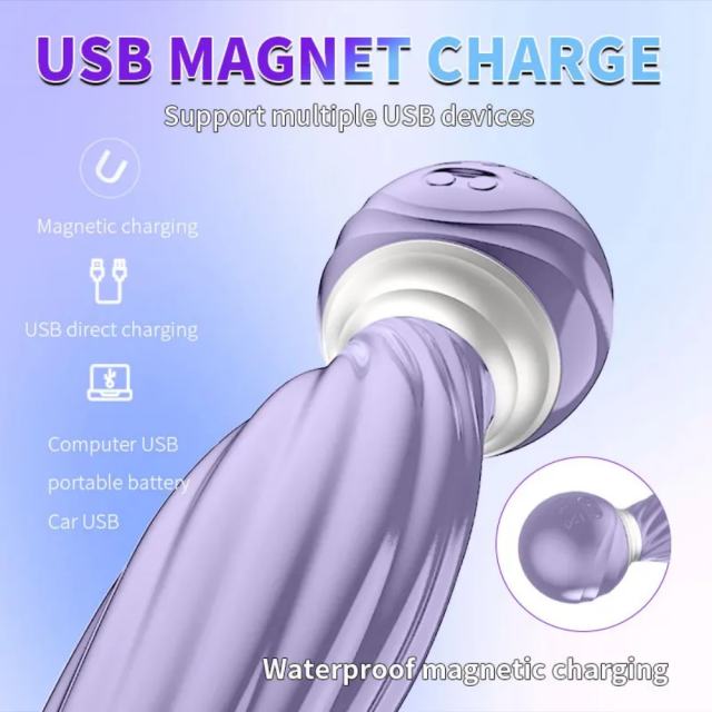 6.30'' 7-Mode Waterproof Rechargeable Silicone Purple 360° Rotating Vibrator