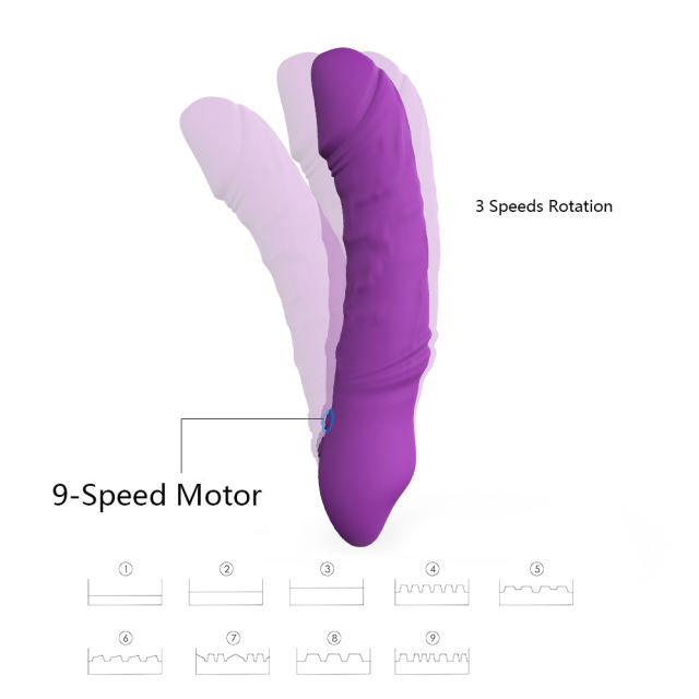 8.94'' Waterproof Rechargeable Silicone Purple Rotating Vibrator – 9 Vibration + 3 Rotation Modes