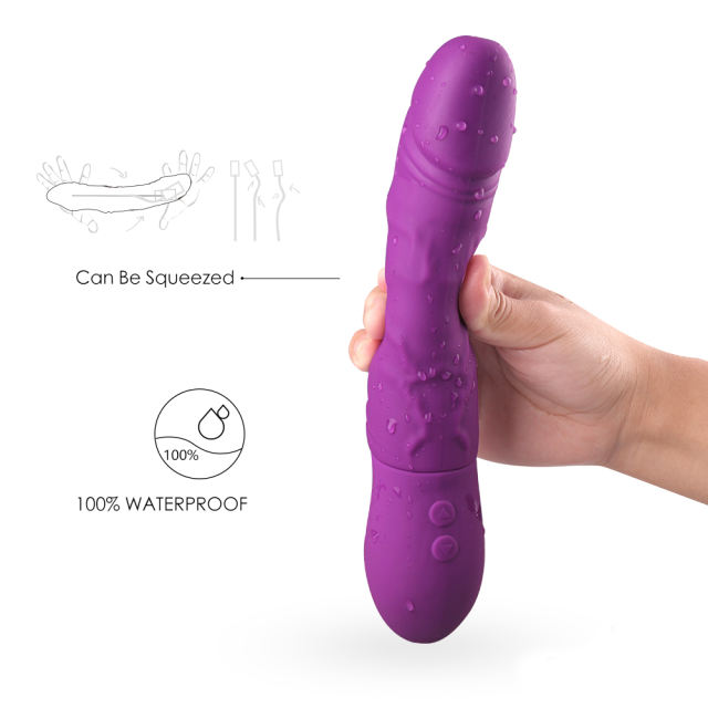 8.94'' Waterproof Rechargeable Silicone Purple Rotating Vibrator – 9 Vibration + 3 Rotation Modes