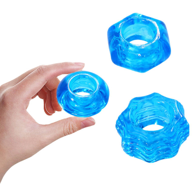 Clear Blue TPE Cock Ring Set (3 Shapes) –  Beginner-Friendly