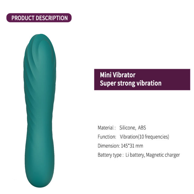 5.71'' 10-Mode Waterproof Rechargeable Green Silicone Vibrator with Spiral Texture