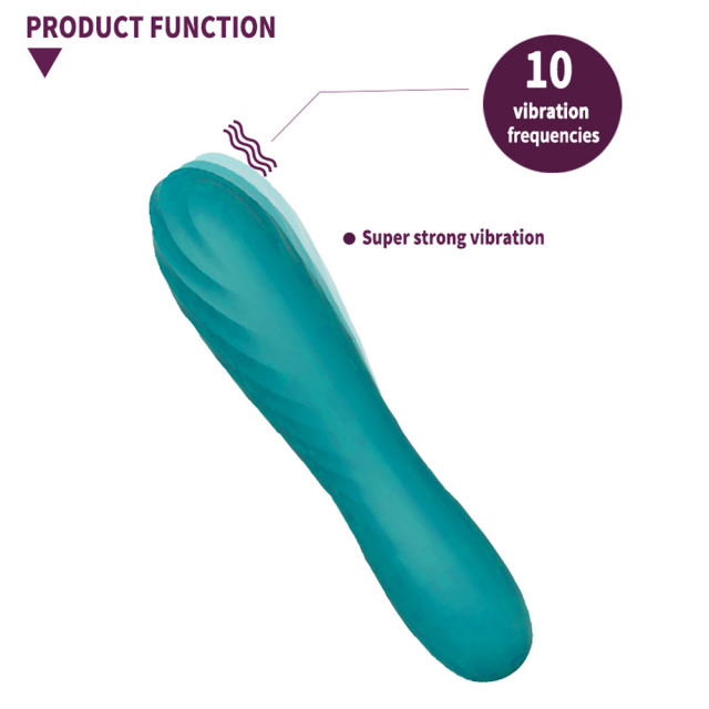5.71'' 10-Mode Waterproof Rechargeable Green Silicone Vibrator with Spiral Texture