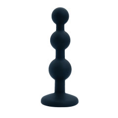 Black Silicone Beaded Anal Plug with Rainbow Crystal Gem Base