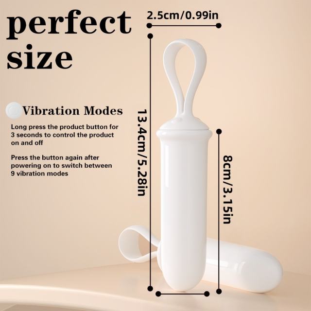 5.28'' 9-Mode Waterproof Rechargeable White Finger Loop Vibrating Egg