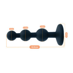 Black Silicone Beaded Anal Plug with Rainbow Crystal Gem Base
