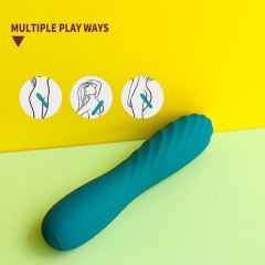5.71'' 10-Mode Waterproof Rechargeable Green Silicone Vibrator with Spiral Texture