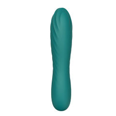 5.71'' 10-Mode Waterproof Rechargeable Green Silicone Vibrator with Spiral Texture