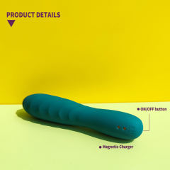 5.71'' 10-Mode Waterproof Rechargeable Green Silicone Vibrator with Spiral Texture