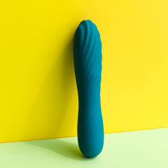 5.71'' 10-Mode Waterproof Rechargeable Green Silicone Vibrator with Spiral Texture