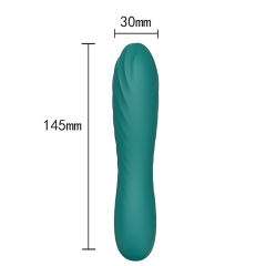 5.71'' 10-Mode Waterproof Rechargeable Green Silicone Vibrator with Spiral Texture