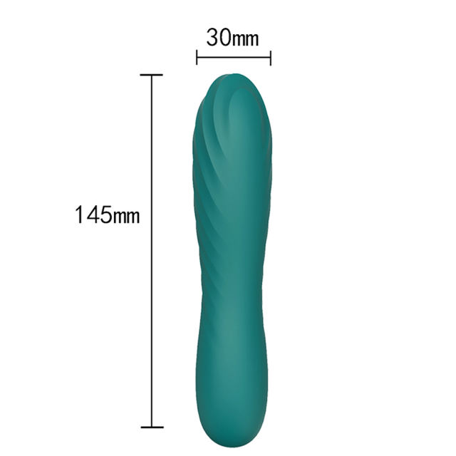 5.71'' 10-Mode Waterproof Rechargeable Green Silicone Vibrator with Spiral Texture