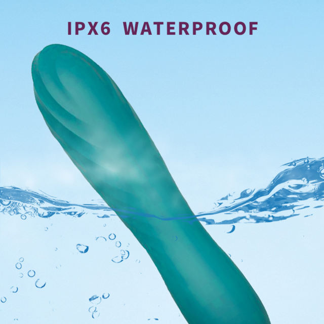 5.71'' 10-Mode Waterproof Rechargeable Green Silicone Vibrator with Spiral Texture