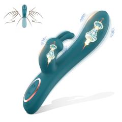 8.35'' Teal Silicone Rabbit Vibrator – 10 Vibration Modes, Dual Motors, USB Rechargeable, Waterproof
