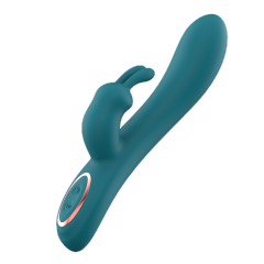 8.35'' Teal Silicone Rabbit Vibrator – 10 Vibration Modes, Dual Motors, USB Rechargeable, Waterproof