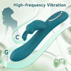 8.35'' Teal Silicone Rabbit Vibrator – 10 Vibration Modes, Dual Motors, USB Rechargeable, Waterproof