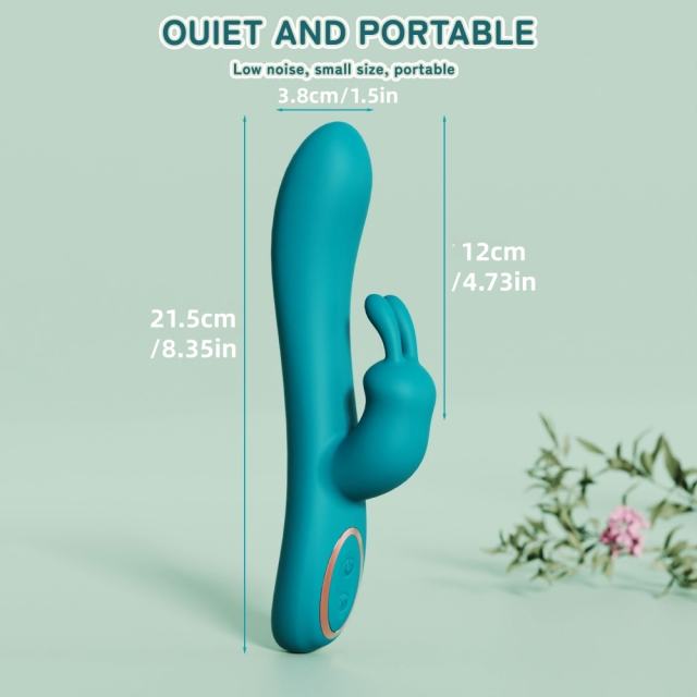 8.35'' Teal Silicone Rabbit Vibrator – 10 Vibration Modes, Dual Motors, USB Rechargeable, Waterproof