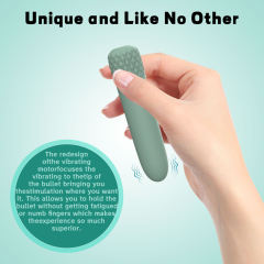 4.85'' Sage Green Full-Silicone Flexible Bullet Vibrator – 10 Vibration Modes, Seamless Design, USB Rechargeable, Waterproof