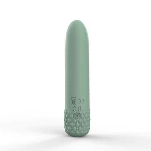 4.85'' Sage Green Full-Silicone Flexible Bullet Vibrator – 10 Vibration Modes, Seamless Design, USB Rechargeable, Waterproof