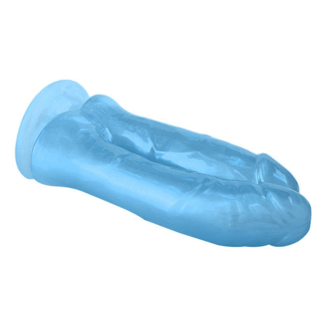 6.90'' Blue Double Dong Dildo with Suction Cup – Dual Shaft Design, Realistic Texture, Body-Safe TPE