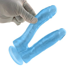 6.90'' Blue Double Dong Dildo with Suction Cup – Dual Shaft Design, Realistic Texture, Body-Safe TPE
