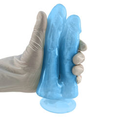 6.90'' Blue Double Dong Dildo with Suction Cup – Dual Shaft Design, Realistic Texture, Body-Safe TPE