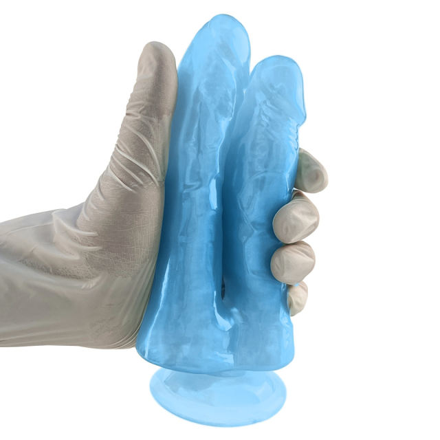 6.90'' Blue Double Dong Dildo with Suction Cup – Dual Shaft Design, Realistic Texture, Body-Safe TPE