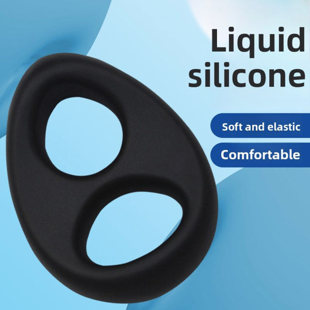 2.68'' Black Oval Double Silicone Cock Ring – Medical-Grade and Flexible Fit